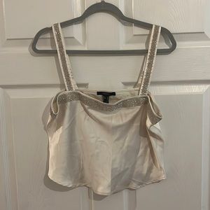 Forever 21 Rhinestone Silk Tank Top
